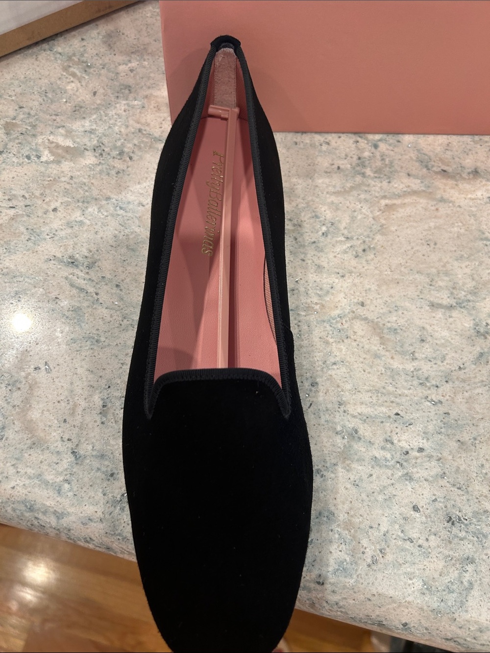 Pretty Ballerinas Black Velvet Ballet Flat with Pink Insole
